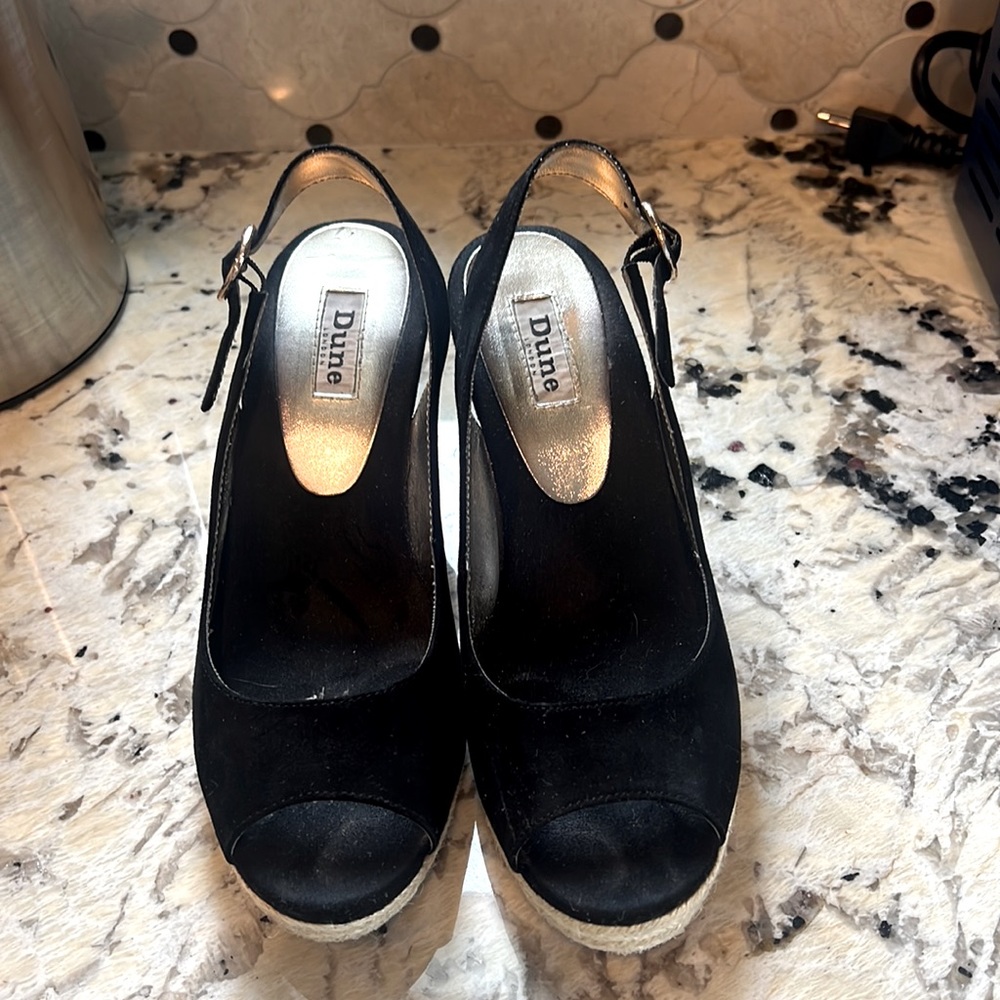 **2/$40** Dune London woman’s peep toe black wedge